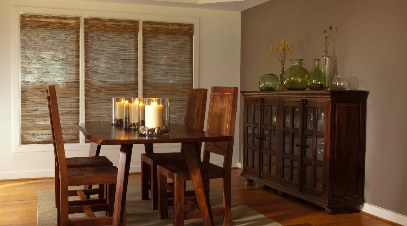 Woven shutters in a Honolulu dining room.